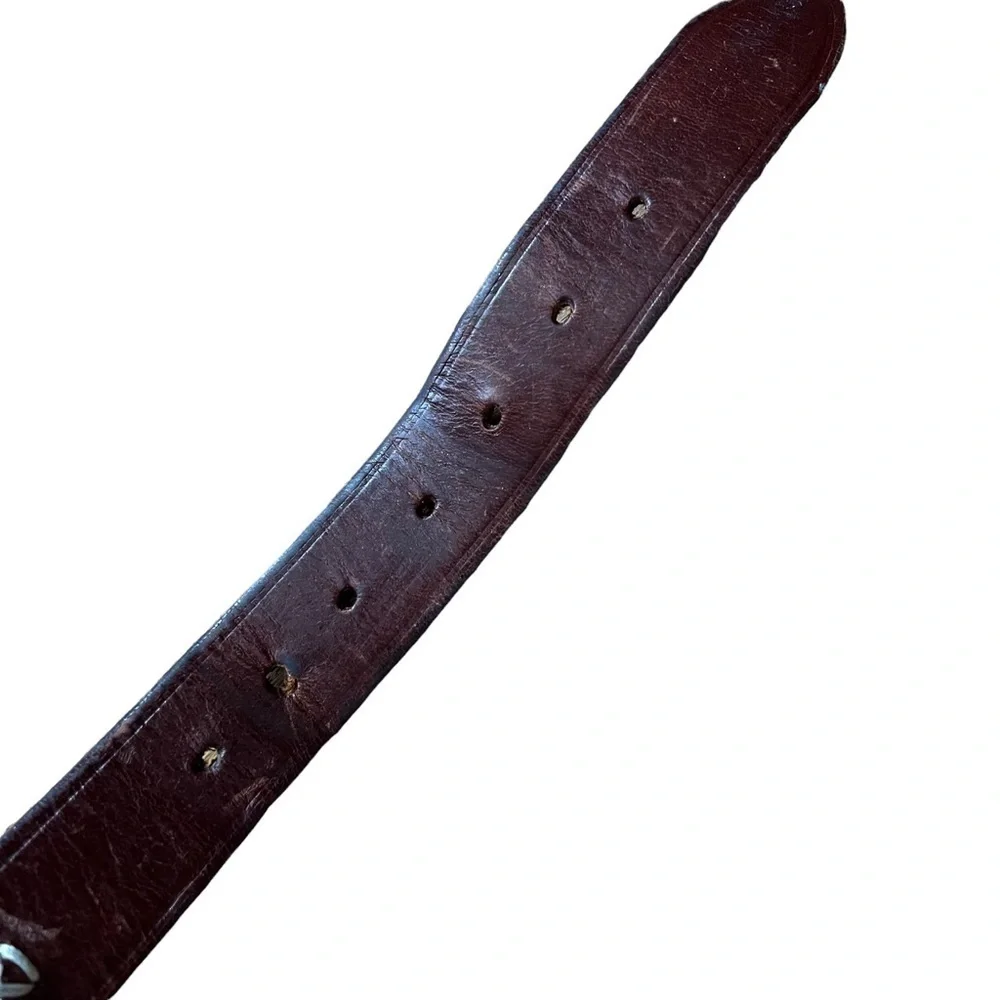 County Seat Boys Genuine Leather Belt‎ Crisscross Stitching Brown Size Large